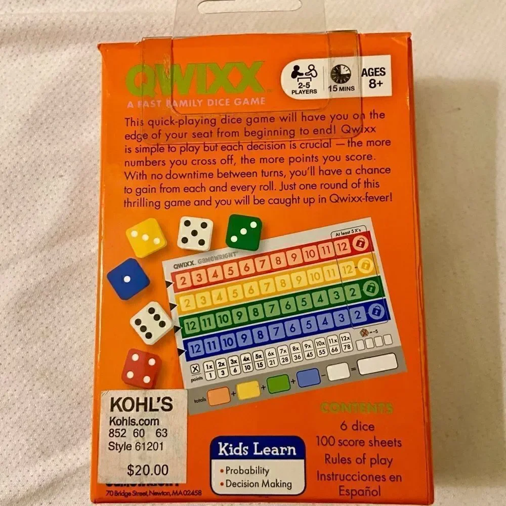 Qwixx A Fast Family Dice Game New with Tags